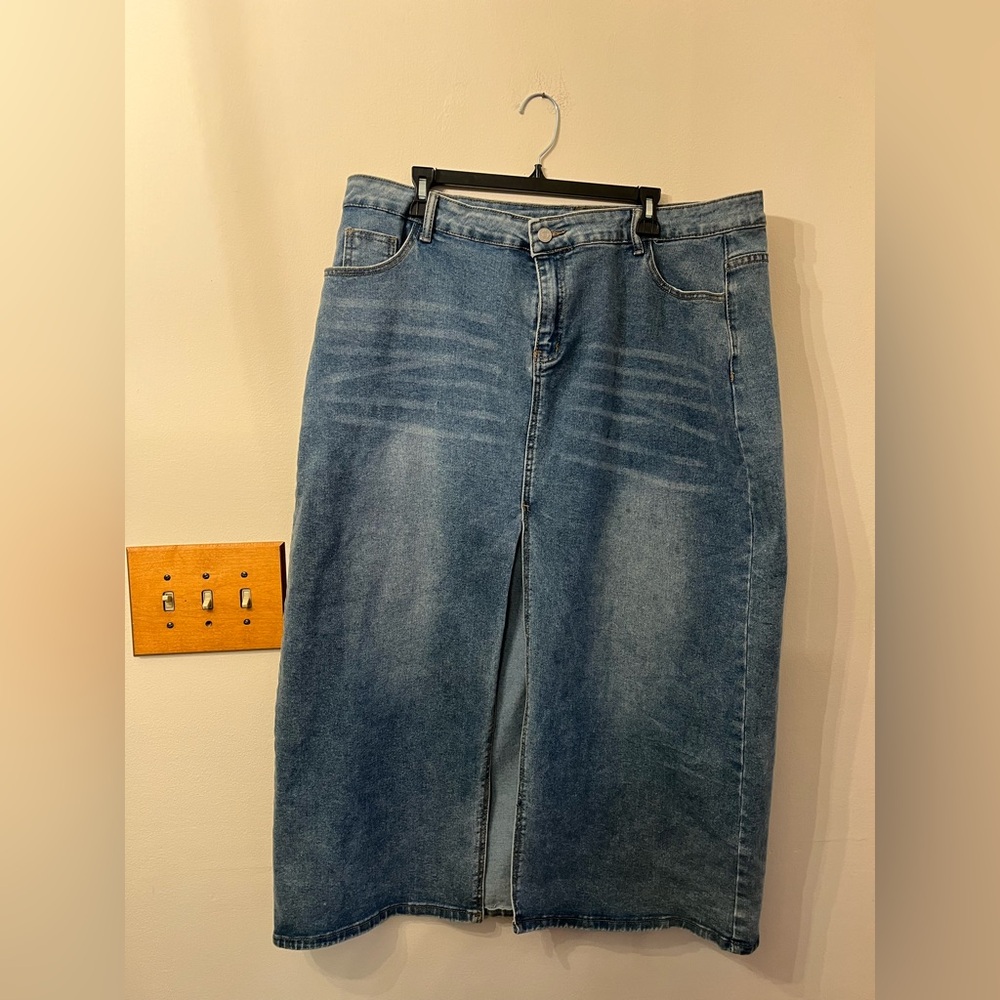 Plus size denim maxi skirt